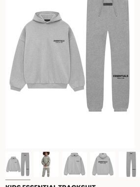 Essentials Kids Grey Crewneck Hoodie & Joggers Set